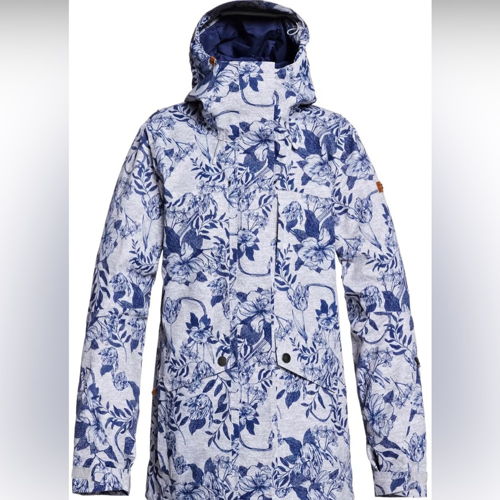 Roxy Gore-Tex 2L Glade Printed Snow Jacket Heather Grey Botanical Flowers